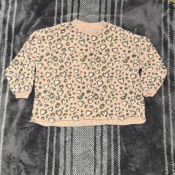 Mighty Fine Sweatshirt Sleep Set Pink with Heart Leopard Print Size XS - Picture 7 of 7